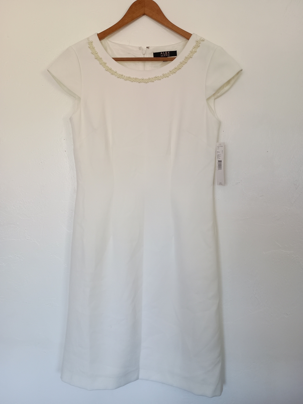 Alex Marie Cream Midi Dress with Beaded Neckline